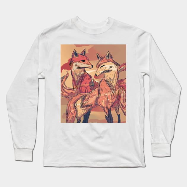 Foxes Long Sleeve T-Shirt by haranikala